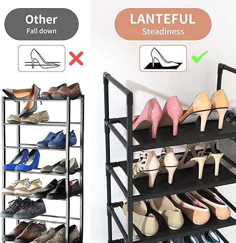 10 Tiers Tall Shoe Rack 20-25 Pairs Boots Organizer Storage Sturdy Narrow Shoe Shelf for Entryway, Closets with Hooks, Black - Image 3