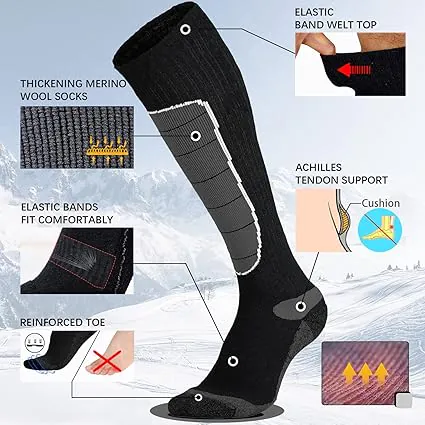 Hylaea Merino Wool Ski Socks, Cold Weather Socks for Snowboarding, Snow, Winter, Thermal Knee-high Warm Socks, Hunting - Image 2